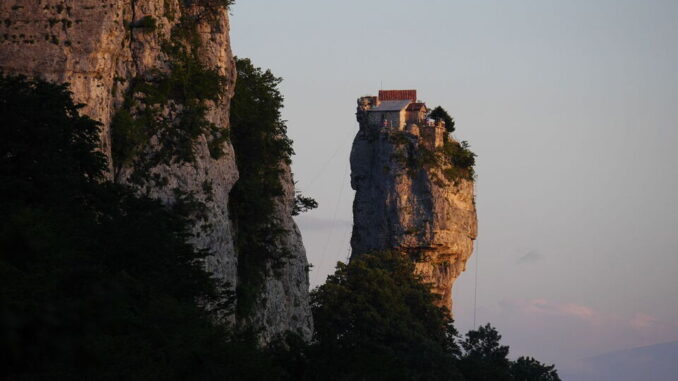 Last of the Stylites Maxime Qavtaradze, who lives on top of the Katskhi Pillar, Georgia - 22 Jun 2013